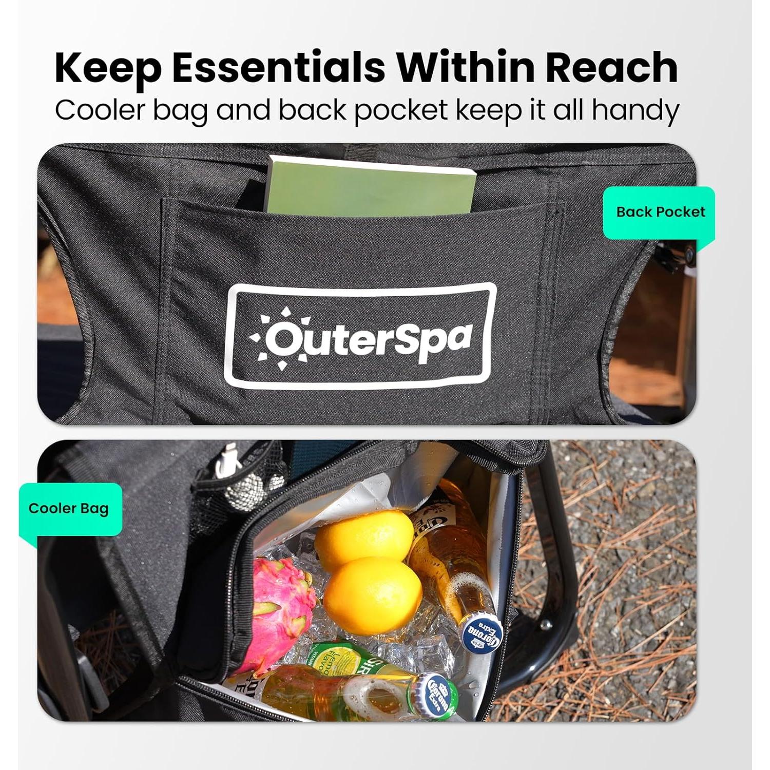 Silla de Camping Plegable OuterSpa con Mesa y Bolsa Enfriadora