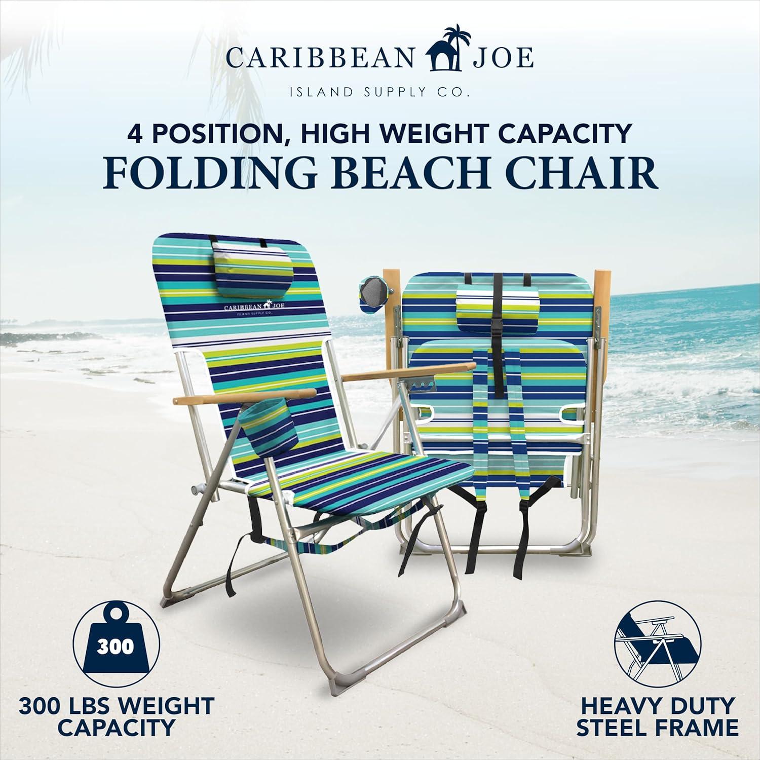 Silla de Playa Plegable Caribbean Joe 4 Posiciones Azul