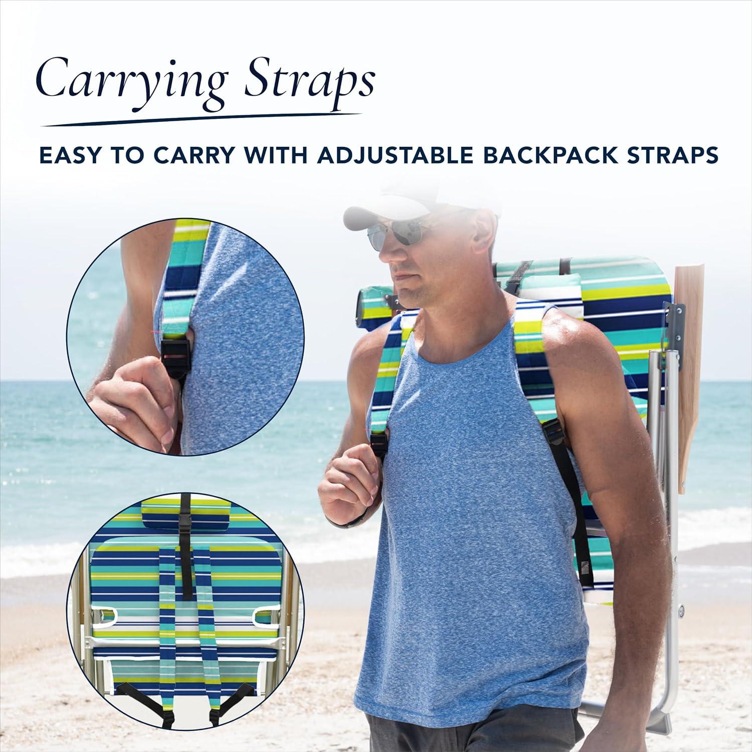 Silla de Playa Plegable Caribbean Joe 4 Posiciones Azul