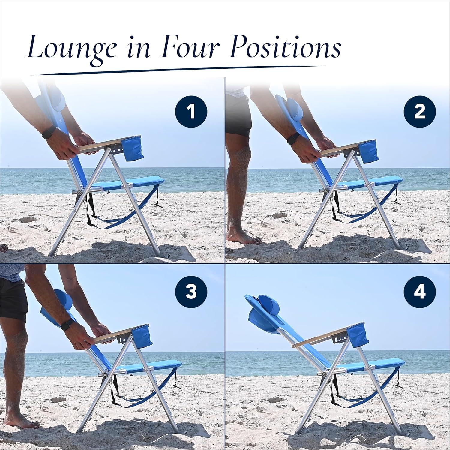Silla de Playa Plegable Caribbean Joe 4 Posiciones Azul