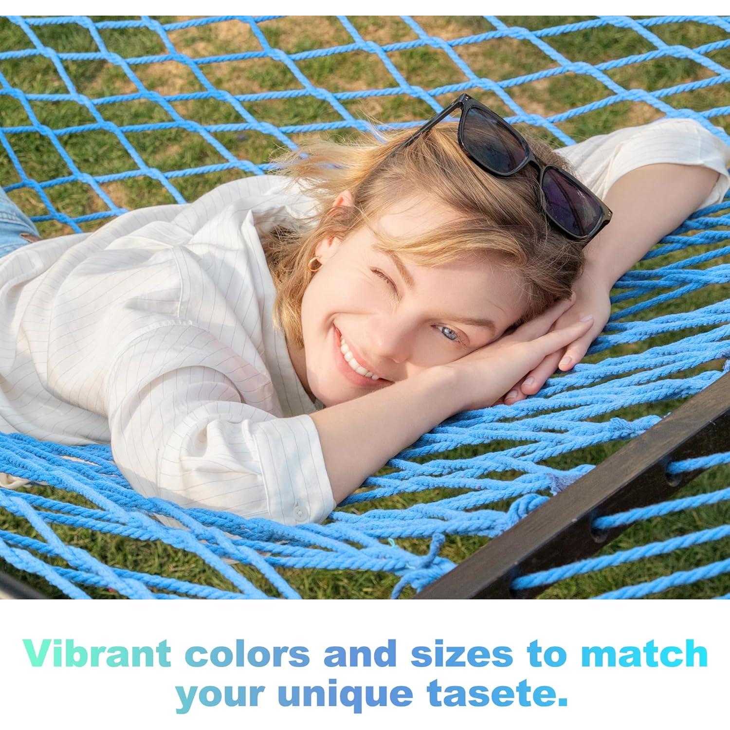 Hamaca Doble de Cuerda Algodón Gafete 12 Pies Aqua 204 kg