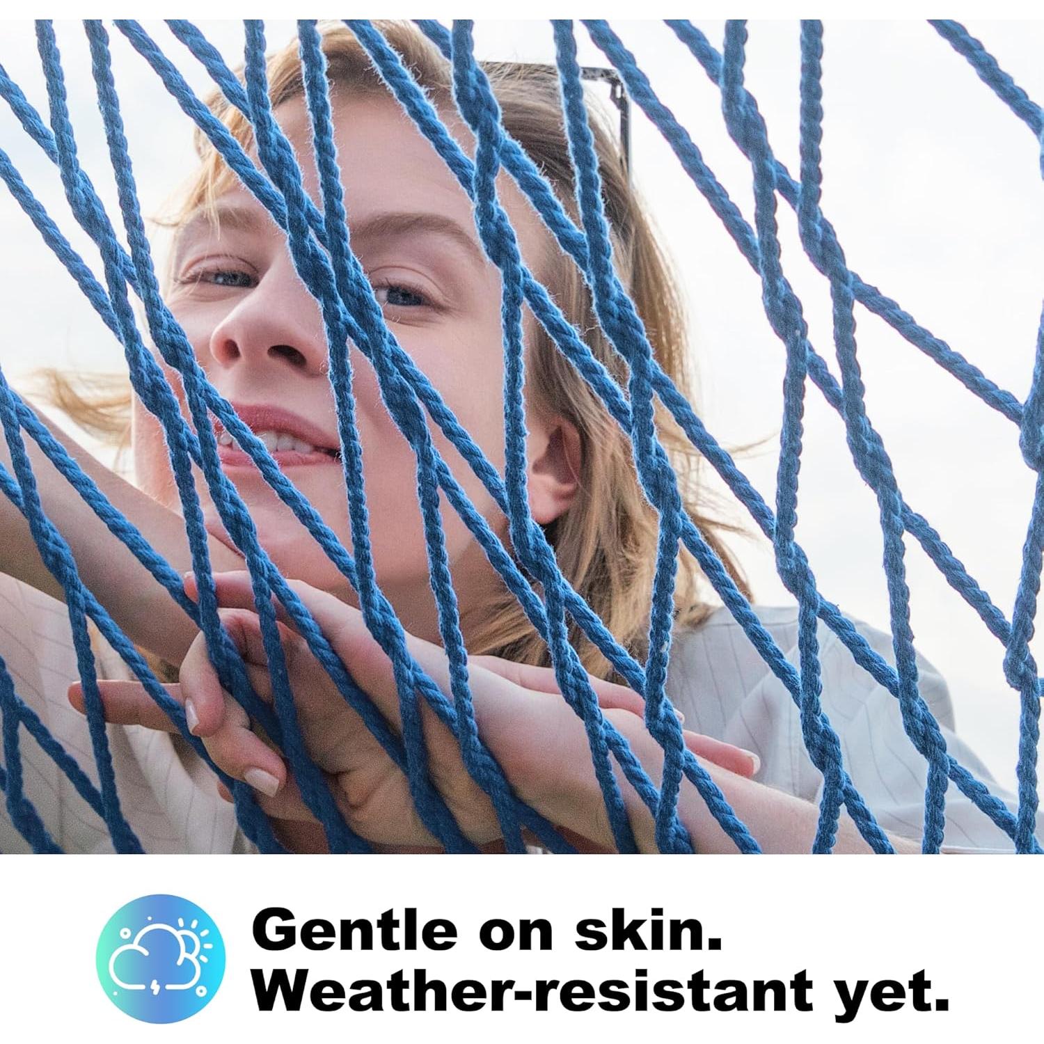 Hamaca Doble de Cuerda Algodón Gafete 12 Pies Aqua 204 kg