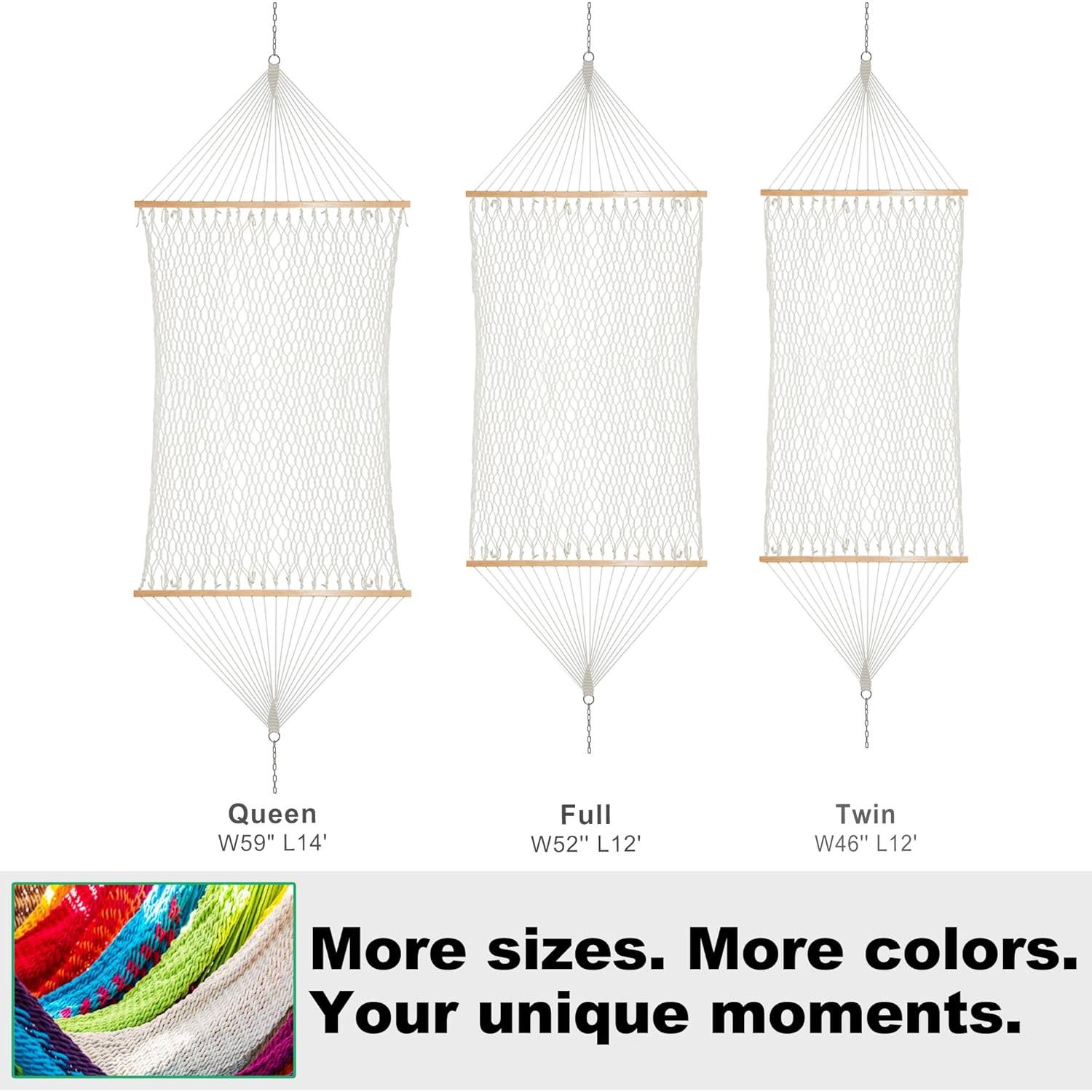 Hamaca Doble de Cuerda Algodón Gafete 12 Pies Aqua 204 kg