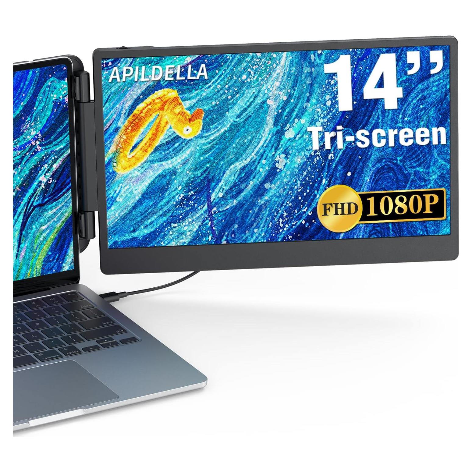 Extensor de Monitor Doble 14'' FHD 1080P APILDELLA USB-C HDMI