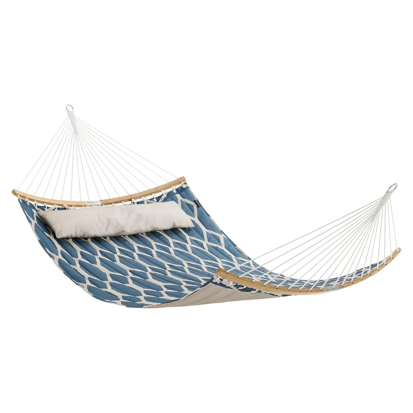 Hamaca Acolchada SONGMICS 200x140 cm, Soporta 225 kg, Azul y Beige