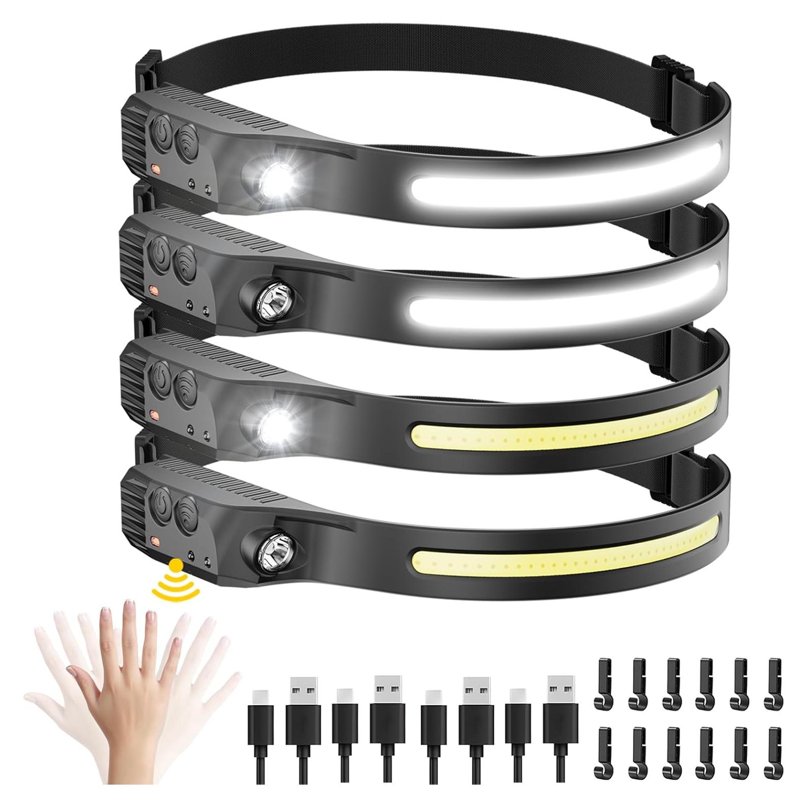 Linterna Frontal Recargable Eatelsin 4PCS 230° Luz LED