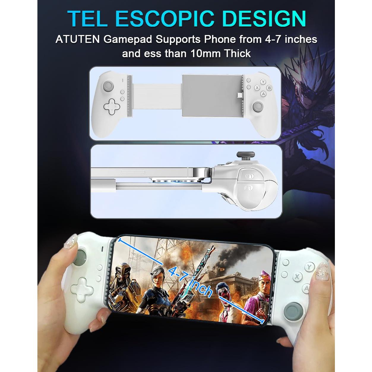 Controlador de Juegos ATUTEN para iPhone 15/16 y Android USB-C