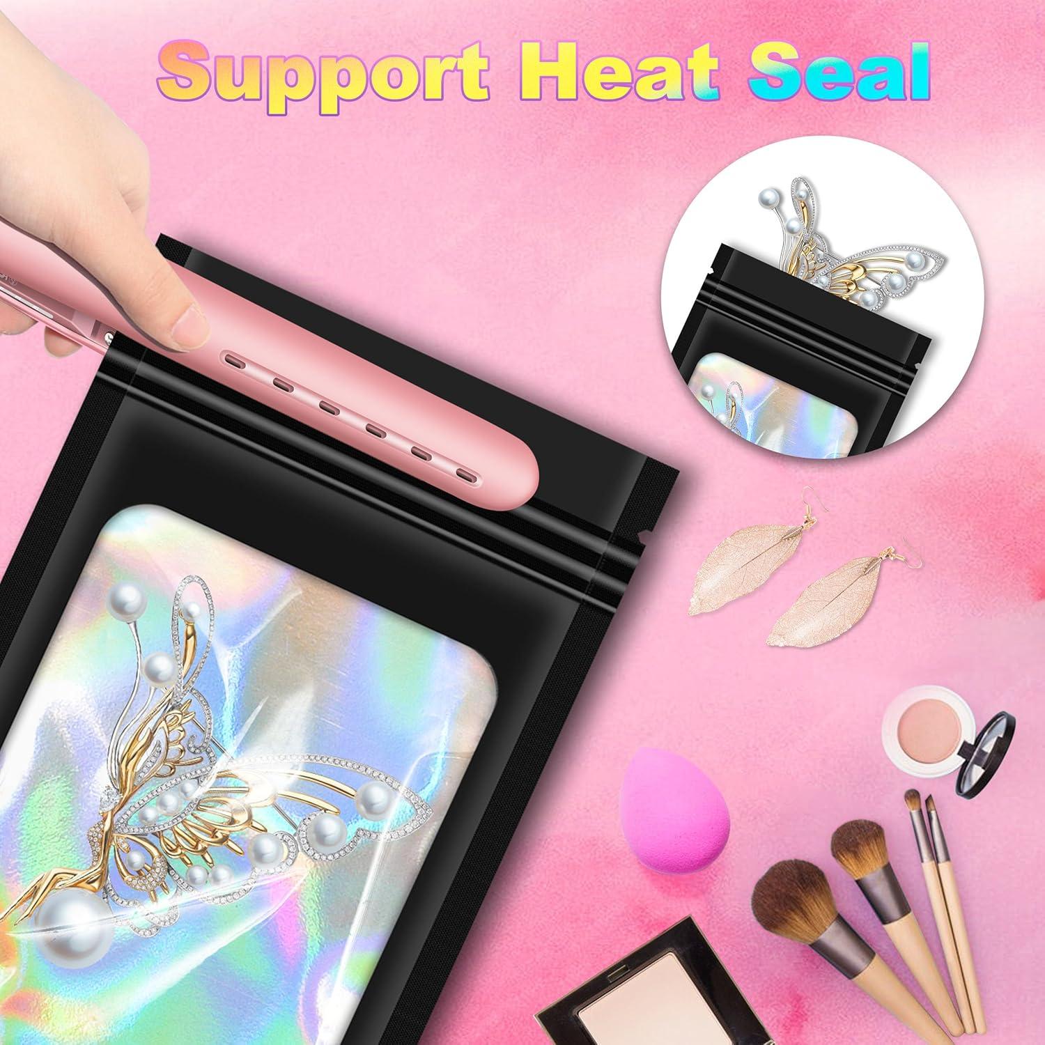 100 Bolsas Mylar Holográficas Reutilizables 7x10 cm Jedqlnye