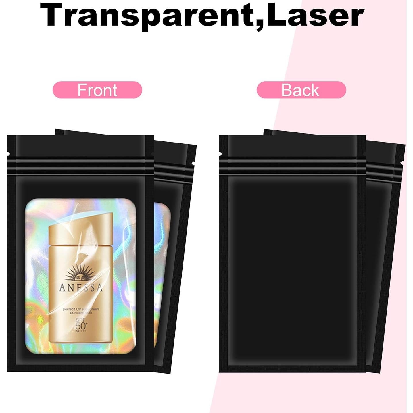 100 Bolsas Mylar Holográficas Reutilizables 7x10 cm Jedqlnye