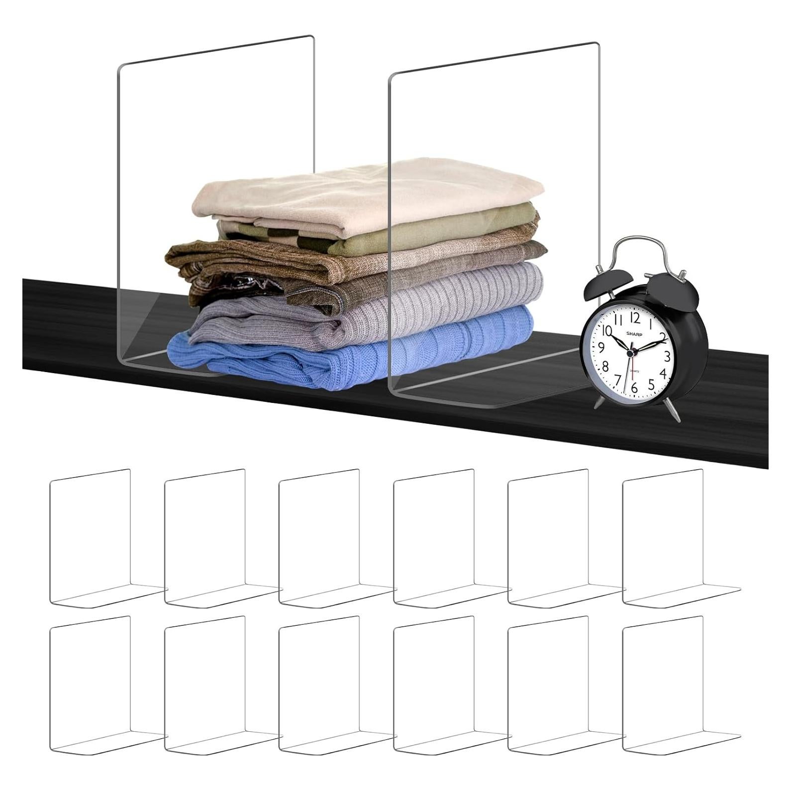 Divisores de Estante OKPOW 30.48 cm Acrílico Transparente - 12 Piezas