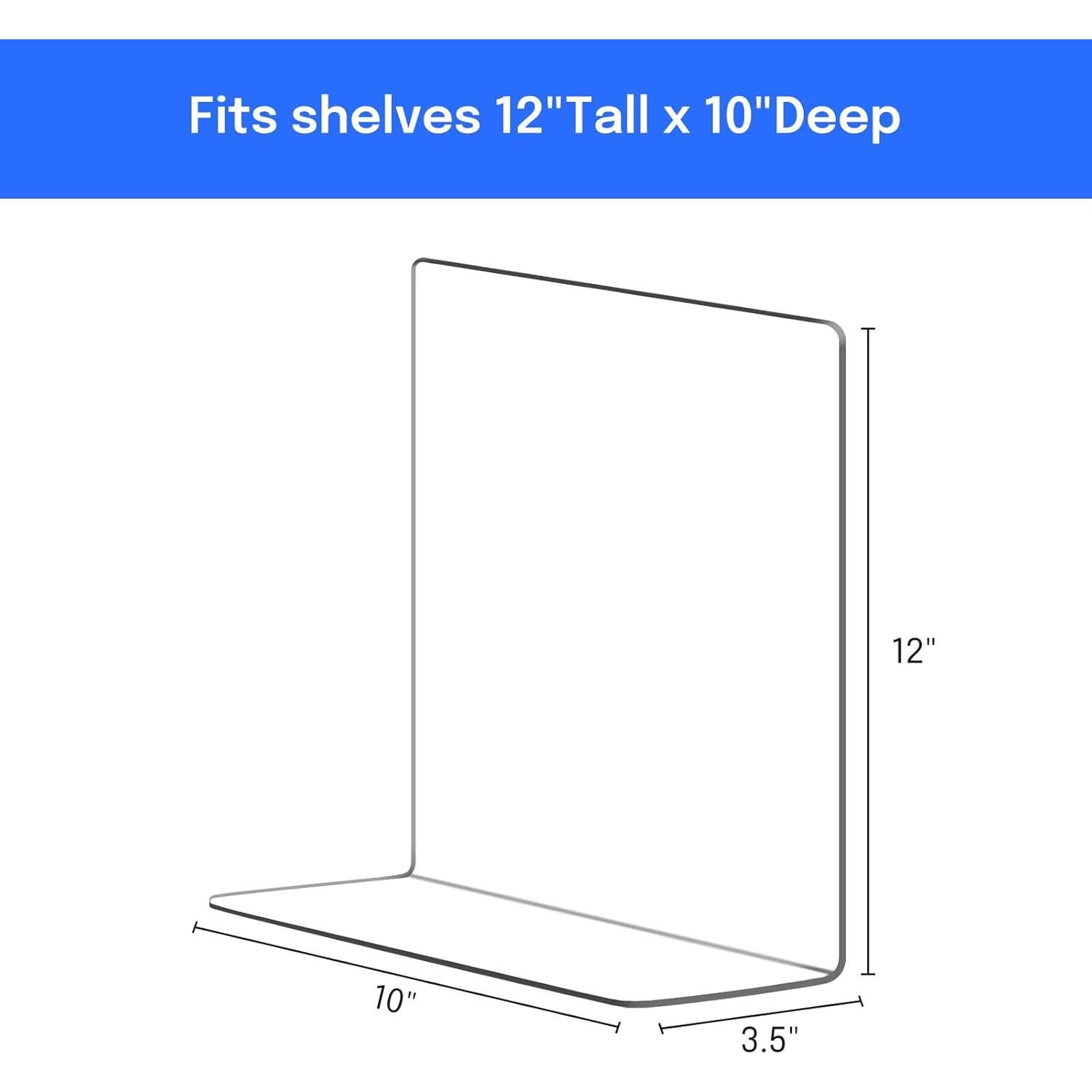 Divisores de Estante OKPOW 30.48 cm Acrílico Transparente - 12 Piezas