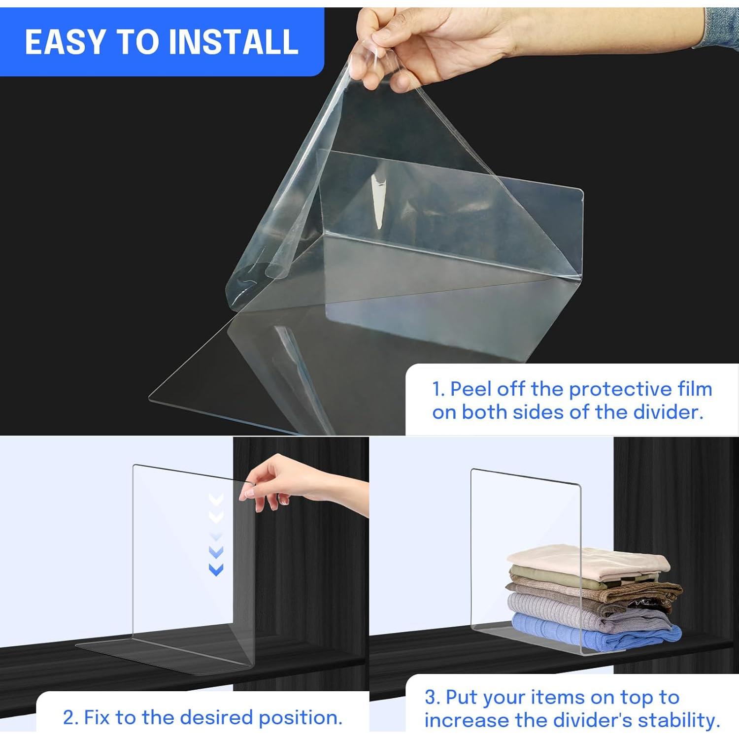 Divisores de Estante OKPOW 30.48 cm Acrílico Transparente - 12 Piezas