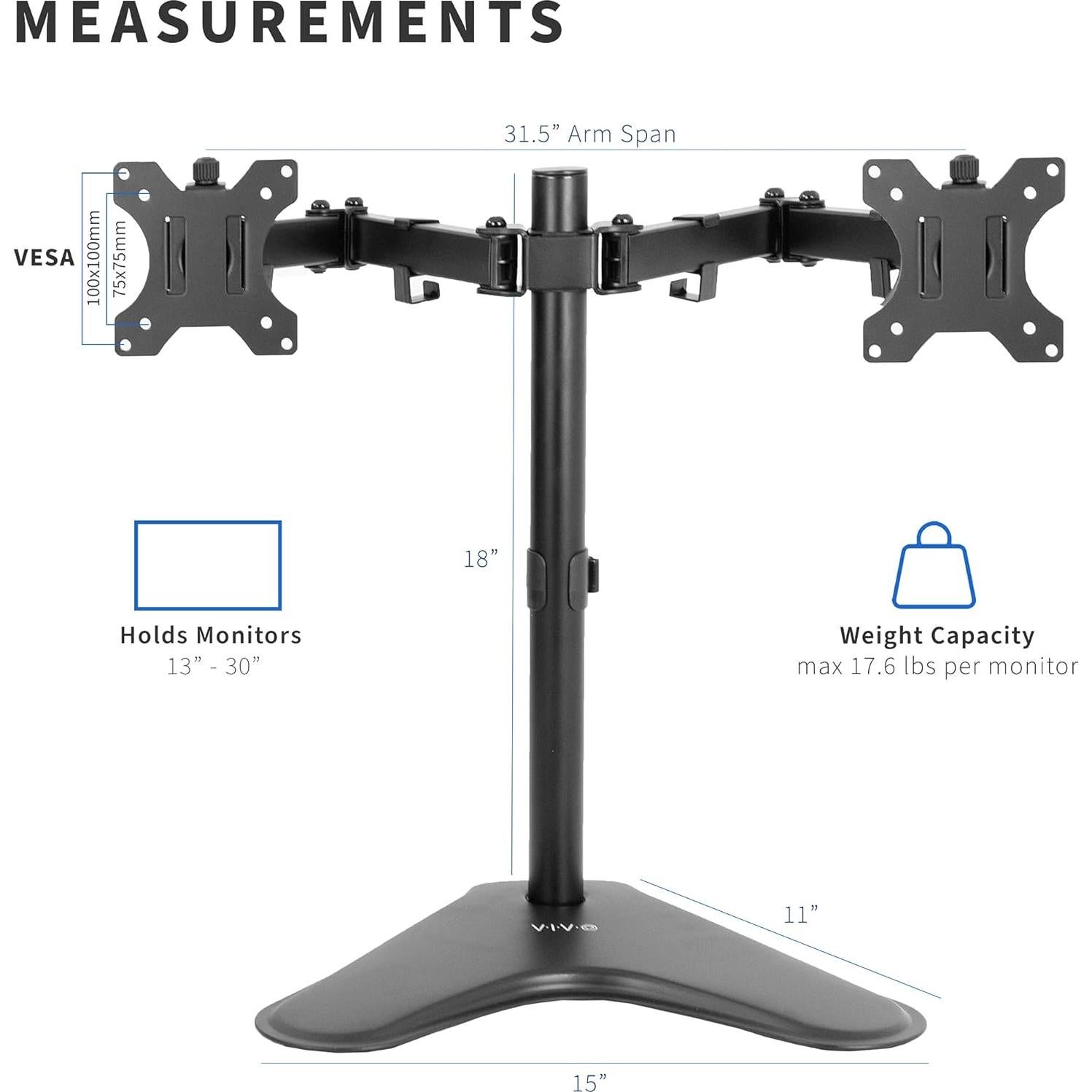 Soporte Doble para Monitor VIVO STAND-V102F 13-30" Ajustable
