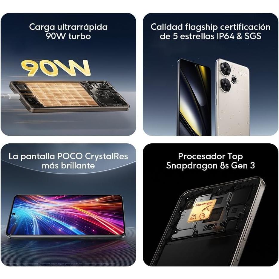 Xiaomi Poco F6 5G Titanio 512GB 12GB Cámara 50MP