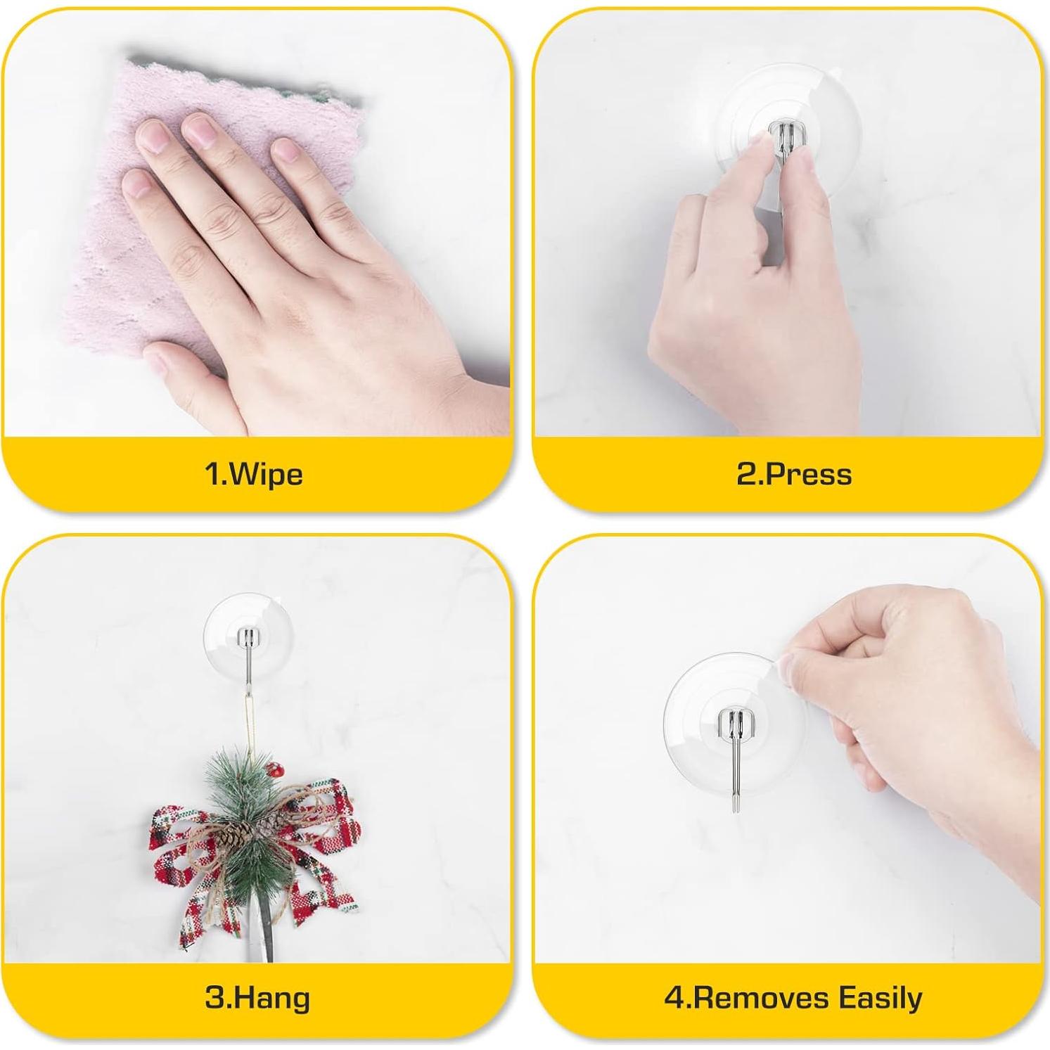 Ganchos de Ventosa HangerSpace 8 Piezas 3.18 kg Transparentes