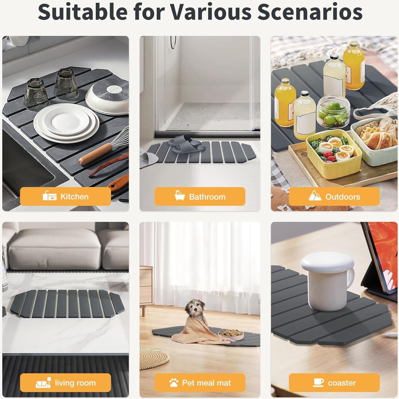 Alfombrilla de Secado de Piedra Diatomácea XI LIFE 60x40cm Gris