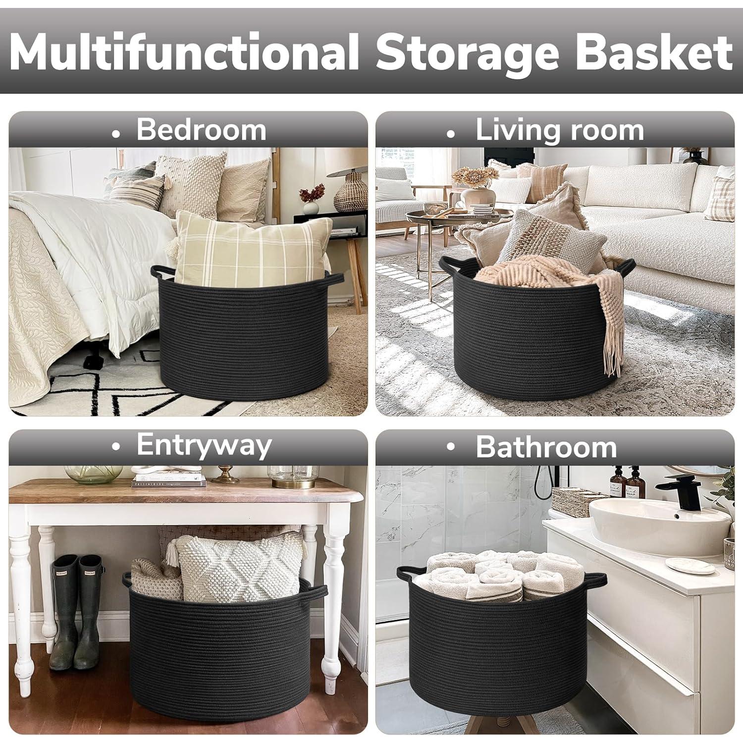 Cesta Grande de Almacenamiento Goodpick 90L Negra 55.88x35.56cm