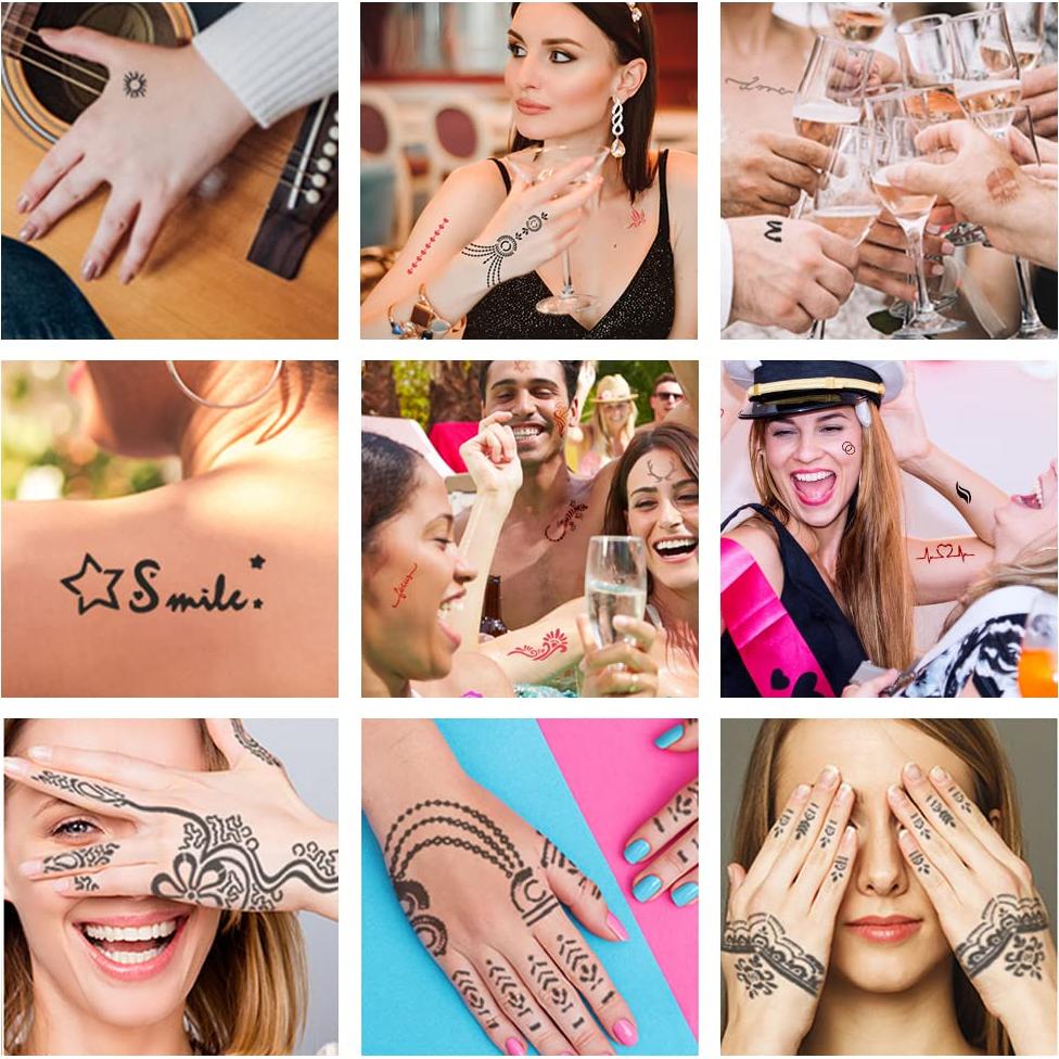 Kit de Plantillas de Tatuaje de Henna Koogel 18 Hojas 97 Patrones