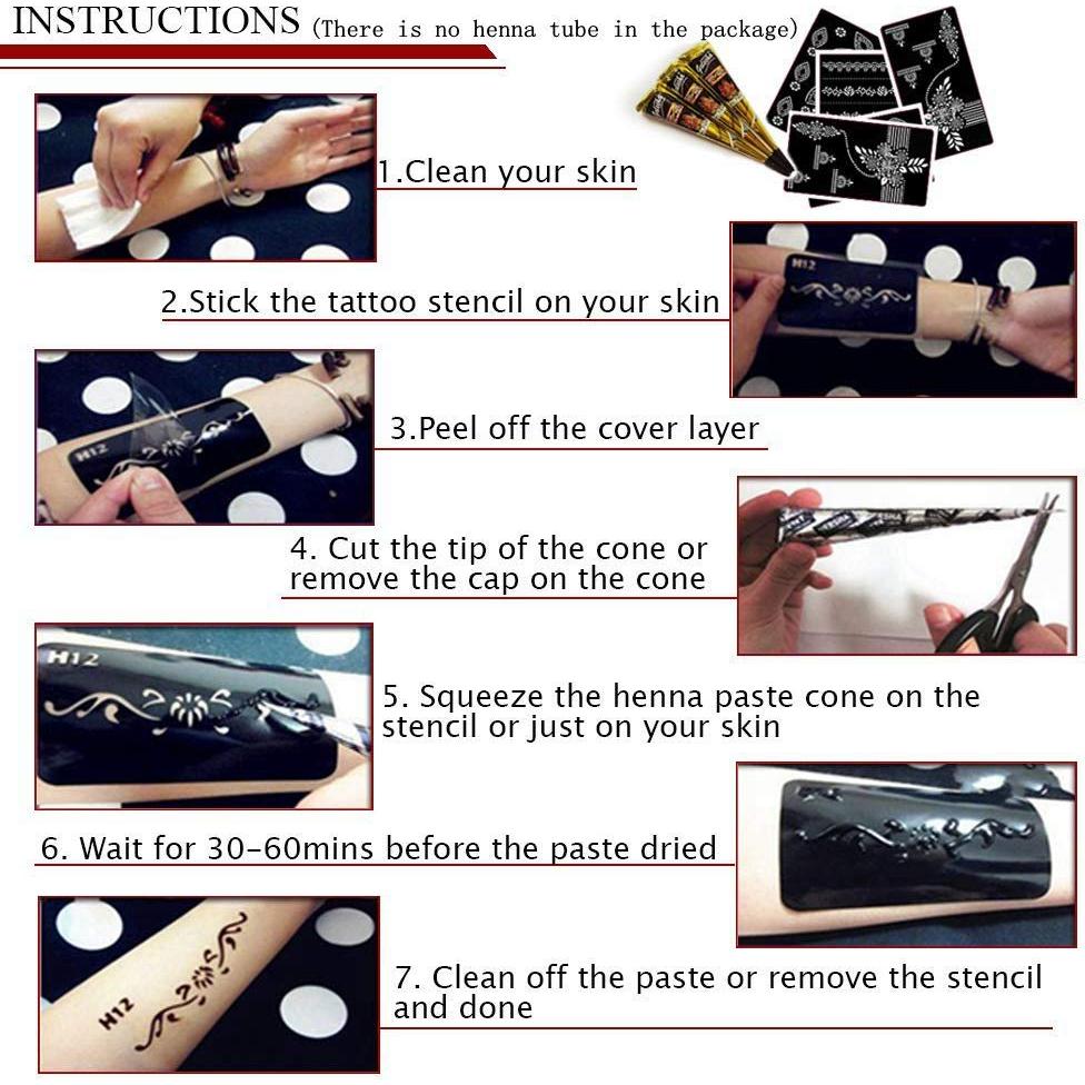 Kit de Plantillas de Tatuaje de Henna Koogel 18 Hojas 97 Patrones