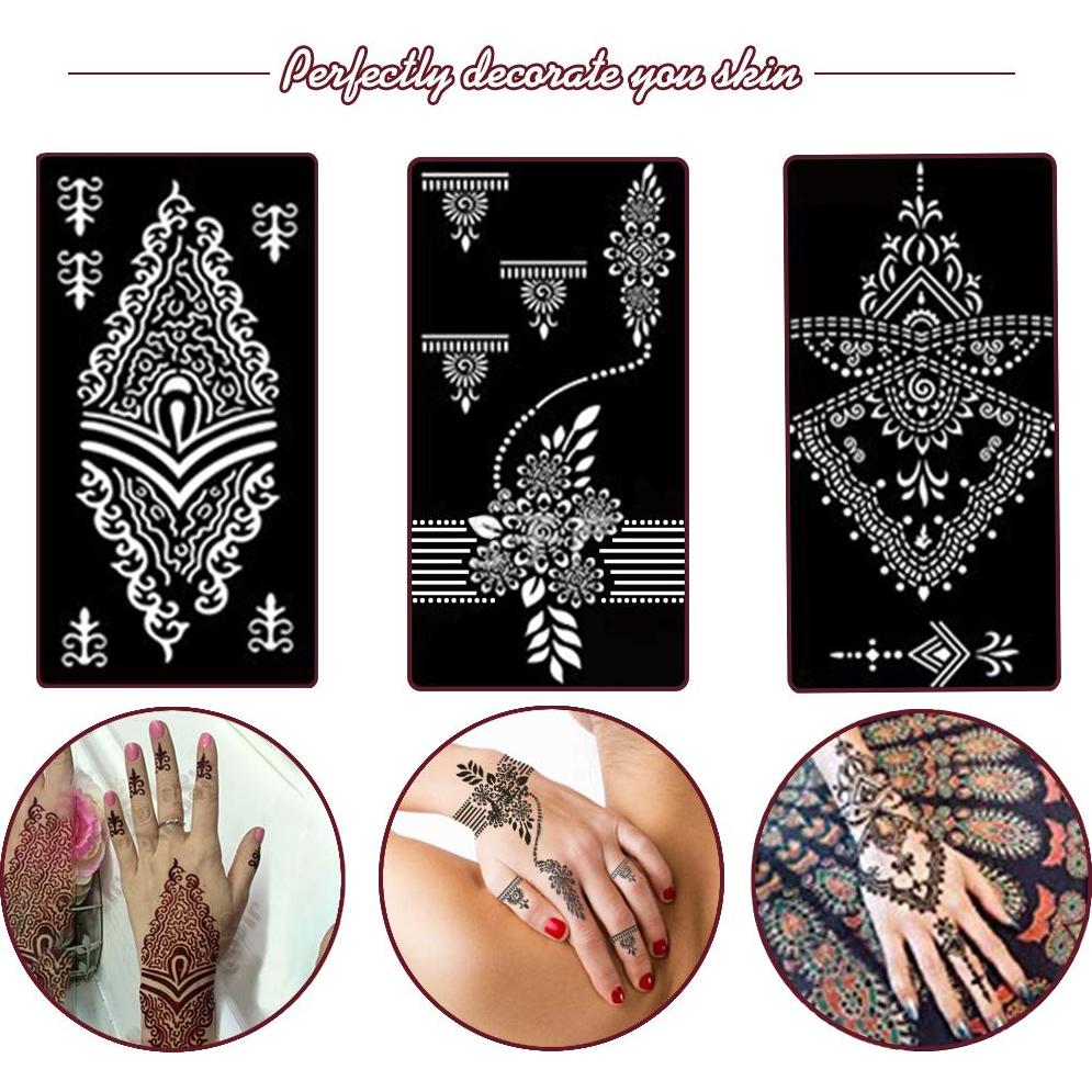 Kit de Plantillas de Tatuaje de Henna Koogel 18 Hojas 97 Patrones