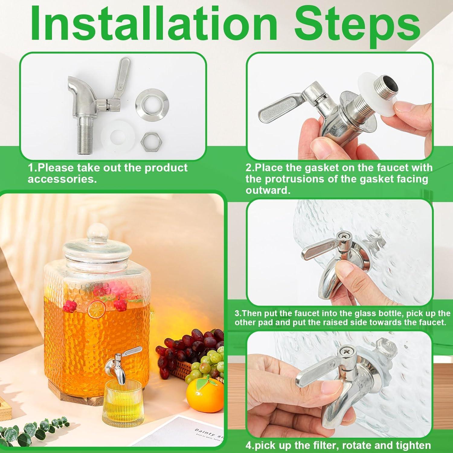 Dispensador de Agua de Vidrio 9.46L Tiangrid con Grifo Inoxidable