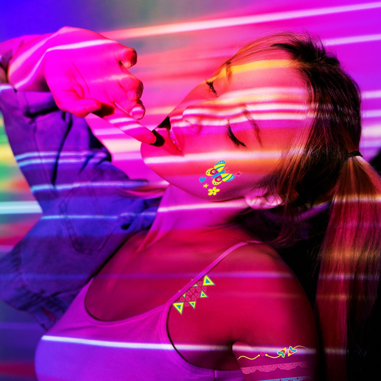 Tatuajes Temporales Brillantes AIRNOGO 170 PCS UV Neón