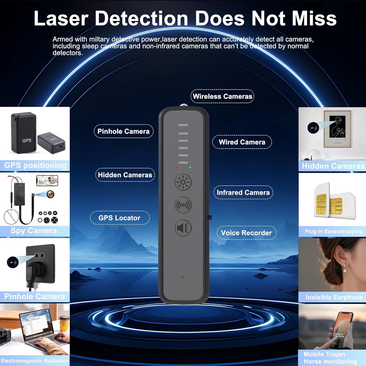 Detector de Cámaras Ocultas ZHENHAN S600 - Portátil, 10m, 30h