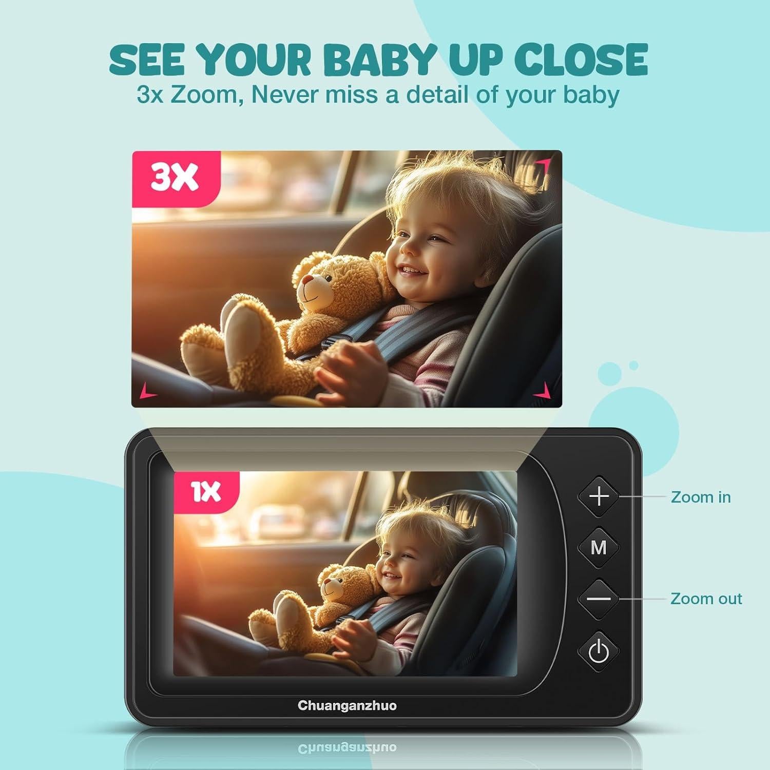 Cámara de Auto para Bebés Chuanganzhuo S100U 5" AHD 1080P