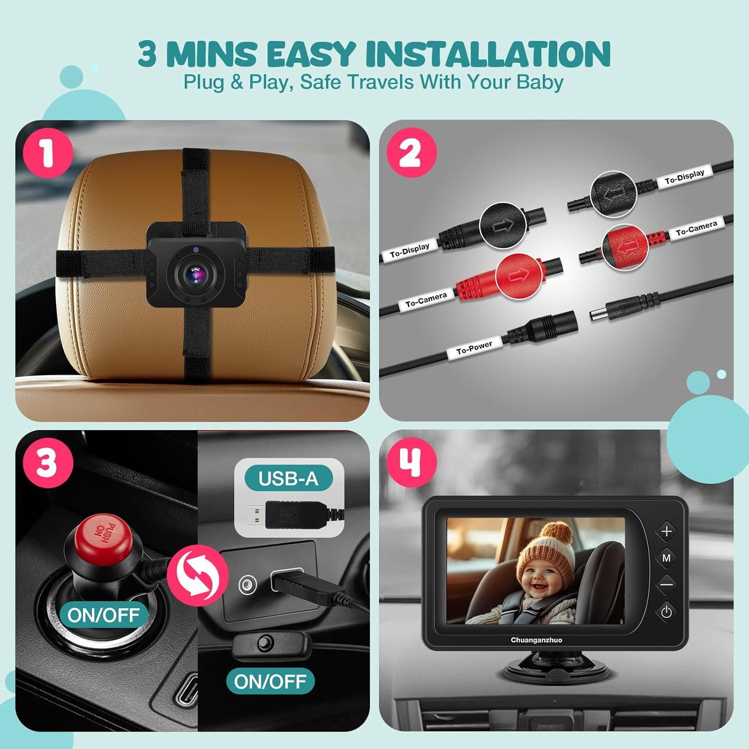 Cámara de Auto para Bebés Chuanganzhuo S100U 5" AHD 1080P