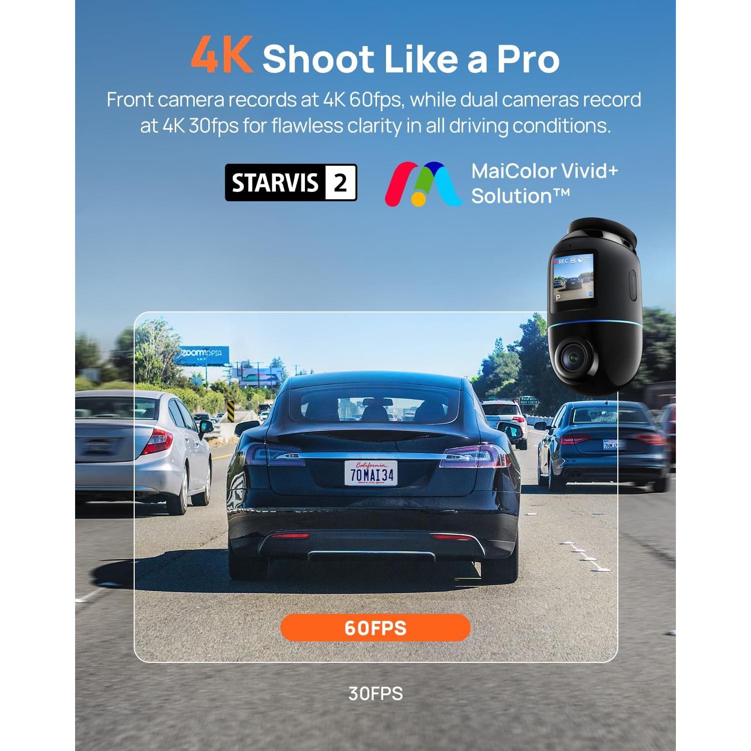 Cámara de tablero 70mai X800 4K delantera y trasera con AI