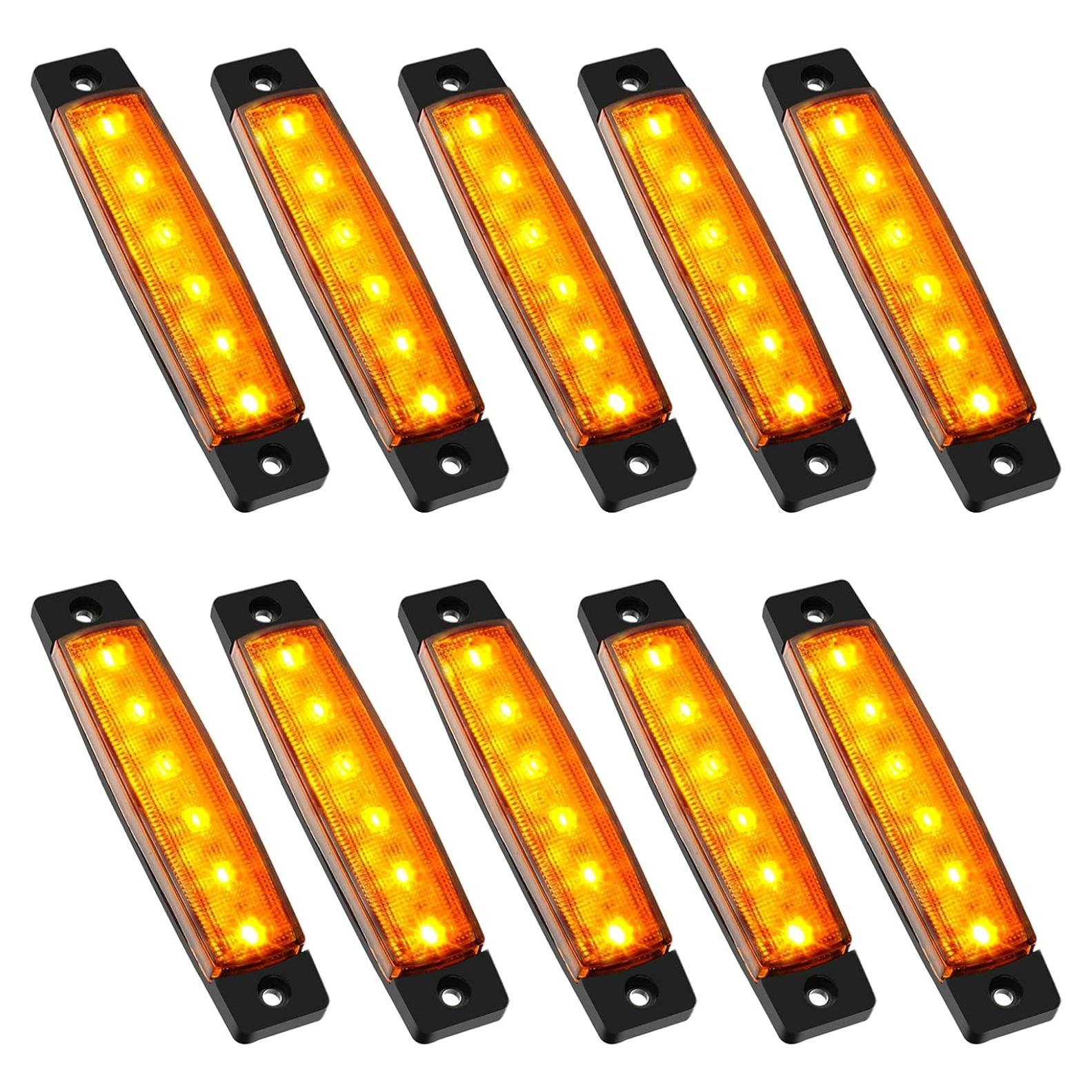 Luces LED de Tira PSEQT 10 Pcs Ámbar Impermeables 12V