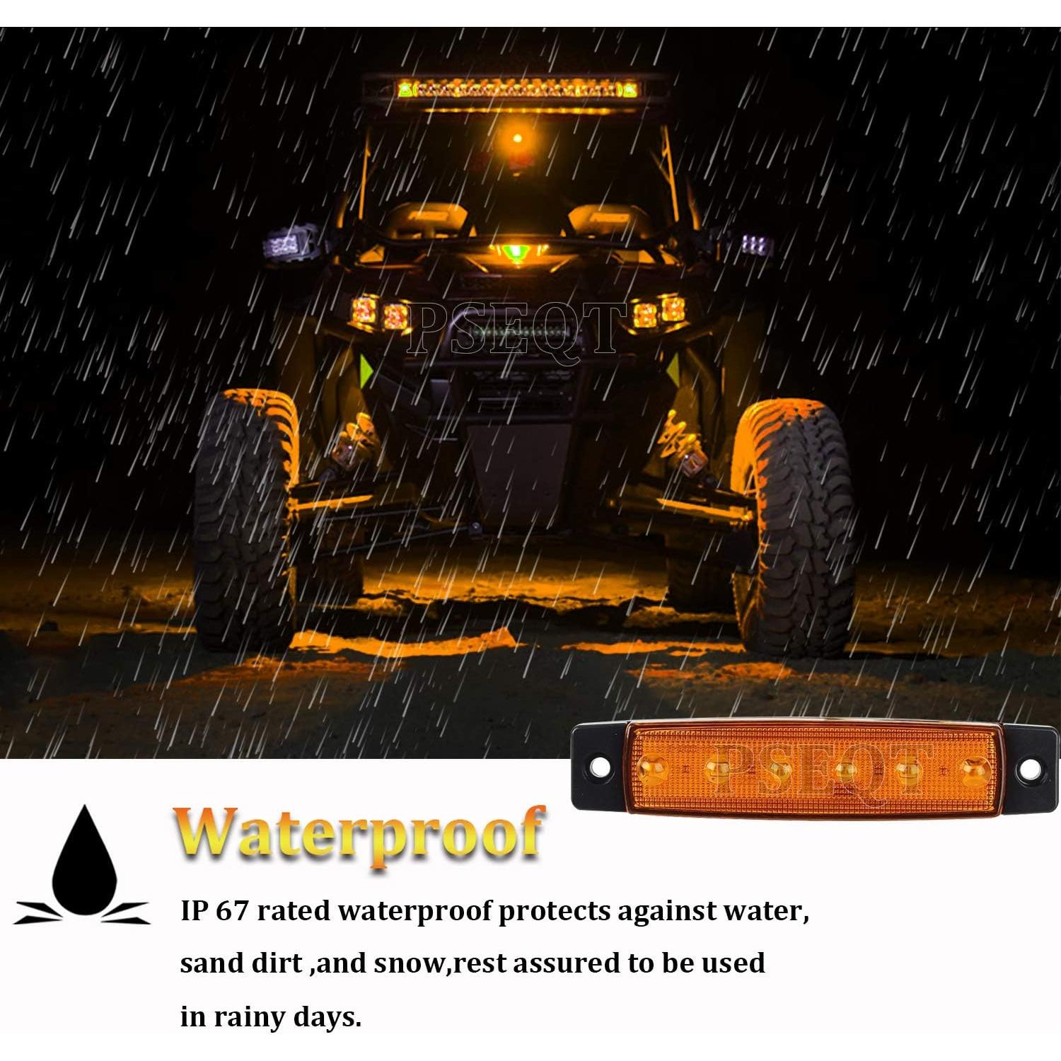 Luces LED de Tira PSEQT 10 Pcs Ámbar Impermeables 12V