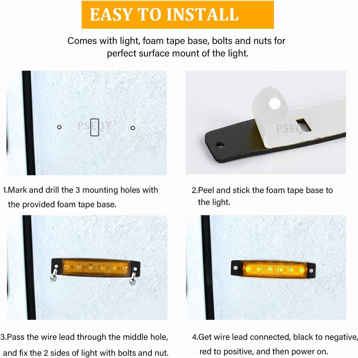 Luces LED de Tira PSEQT 10 Pcs Ámbar Impermeables 12V