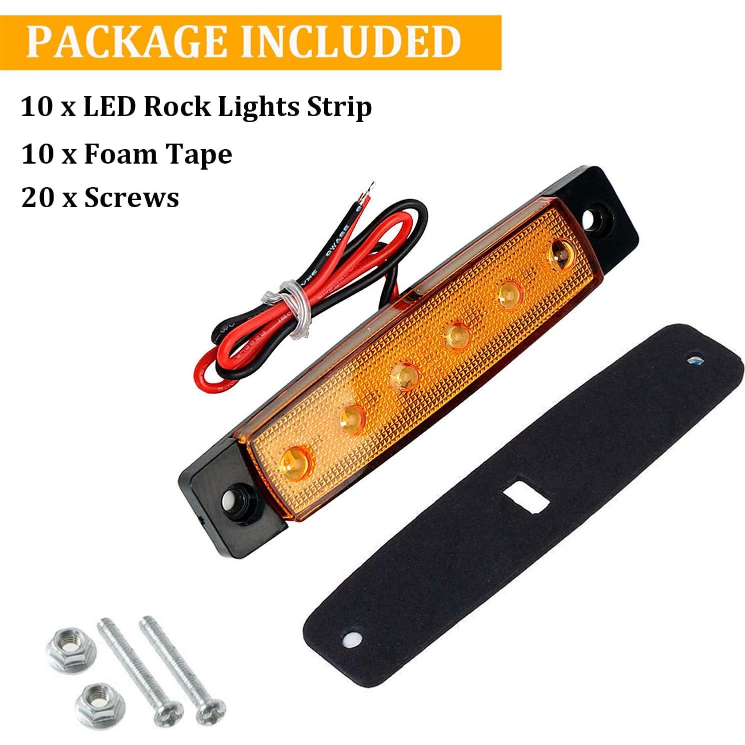 Luces LED de Tira PSEQT 10 Pcs Ámbar Impermeables 12V