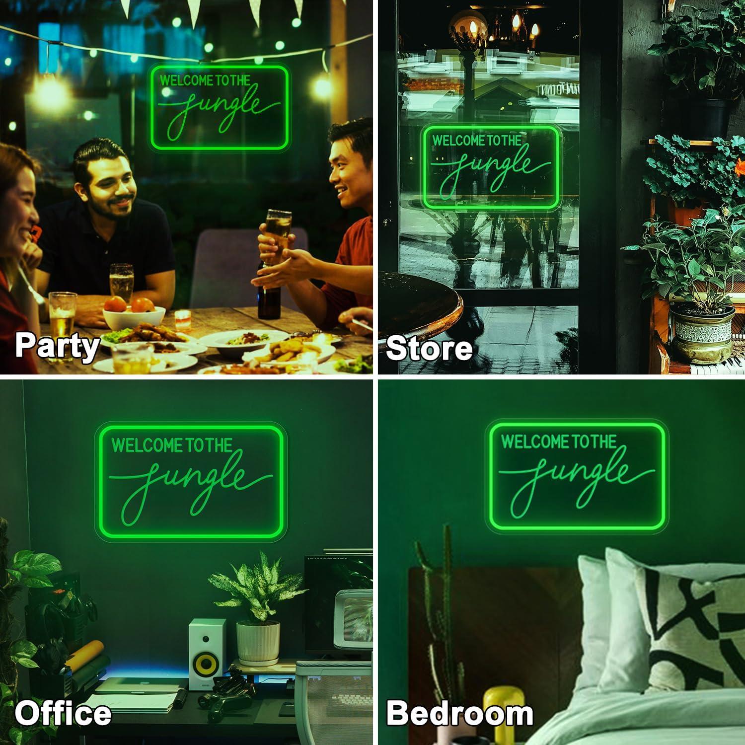 Letrero de Neón LED Bienvenido a la Selva 40.6x25.4cm