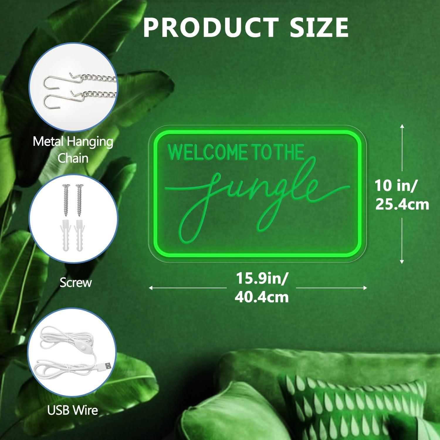 Letrero de Neón LED Bienvenido a la Selva 40.6x25.4cm