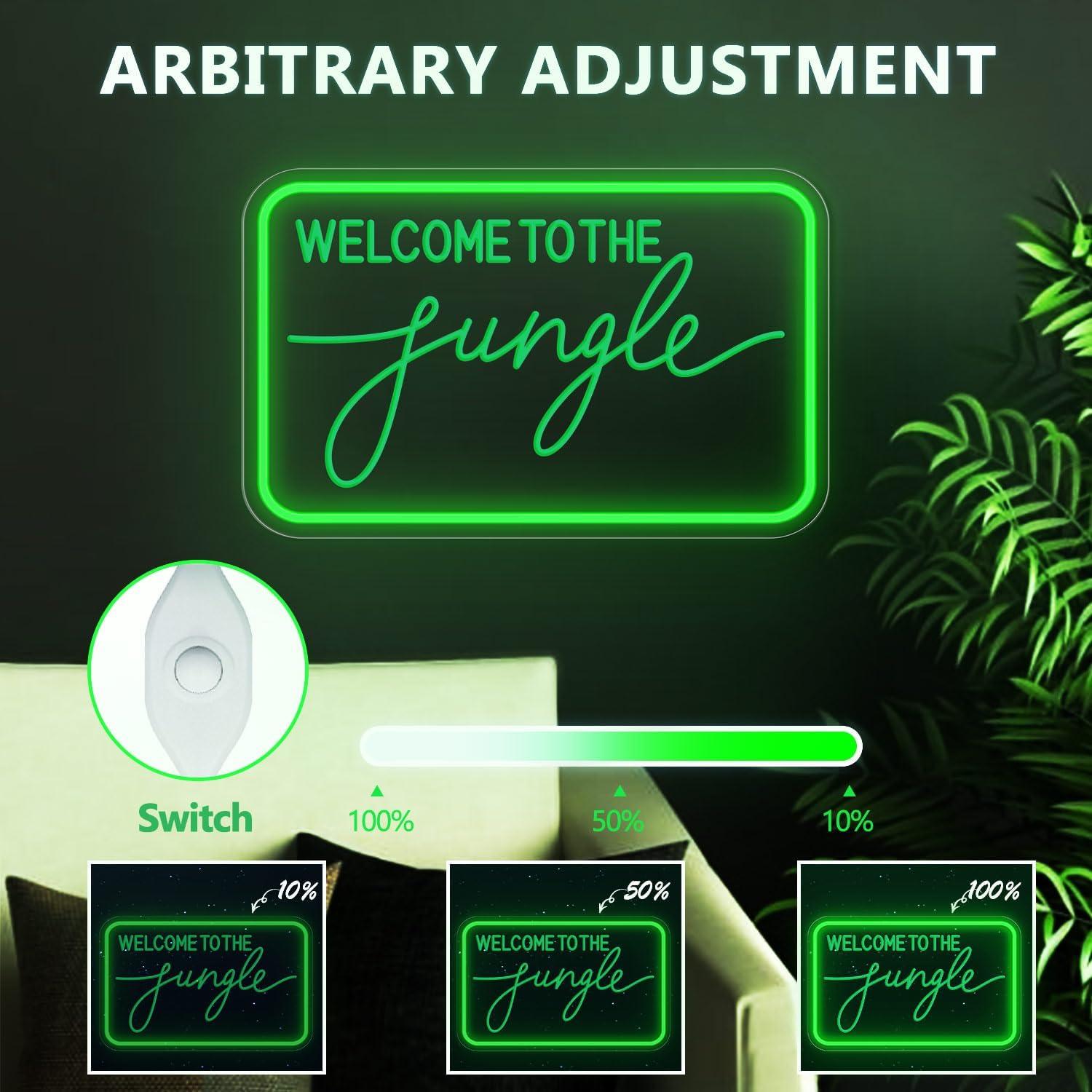 Letrero de Neón LED Bienvenido a la Selva 40.6x25.4cm