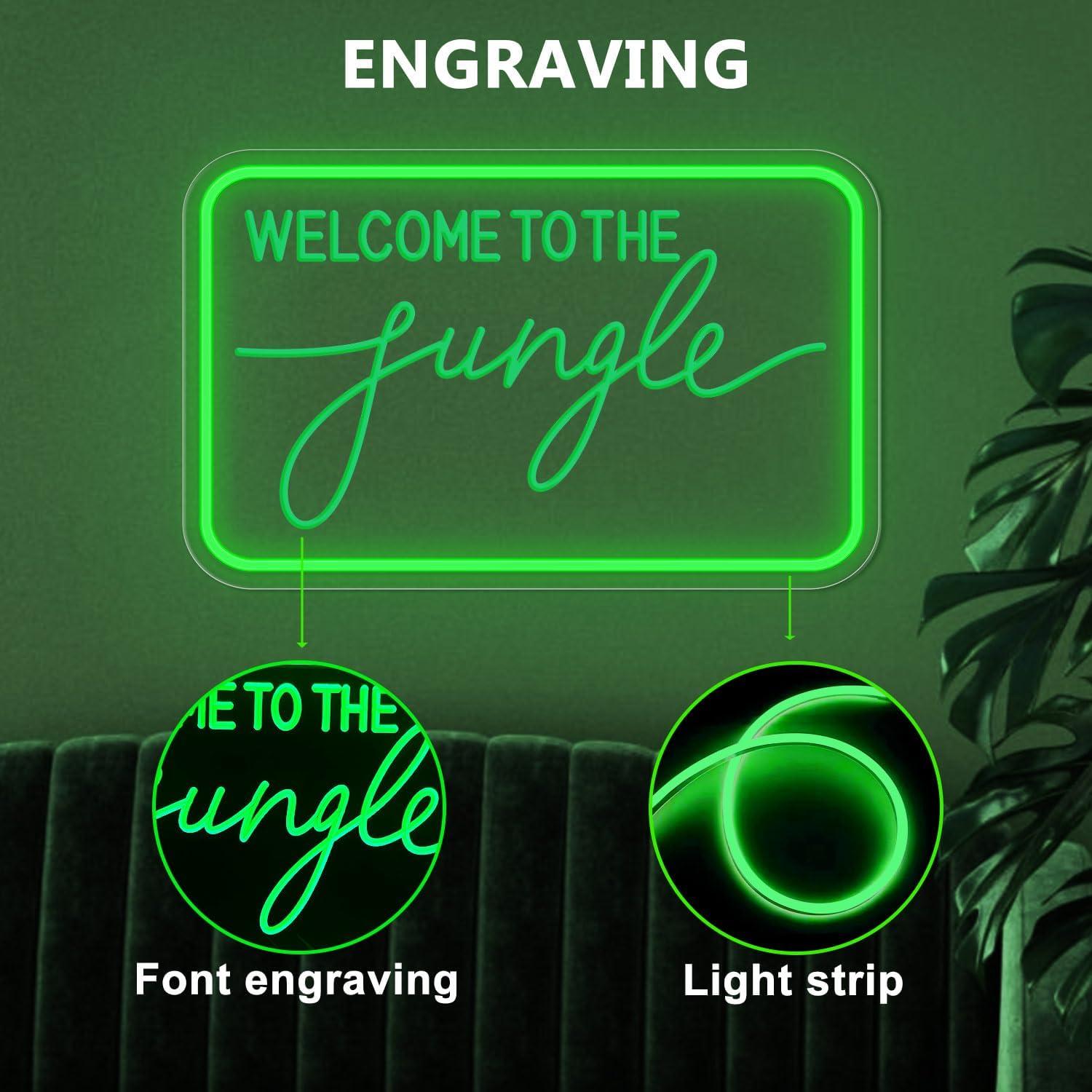 Letrero de Neón LED Bienvenido a la Selva 40.6x25.4cm
