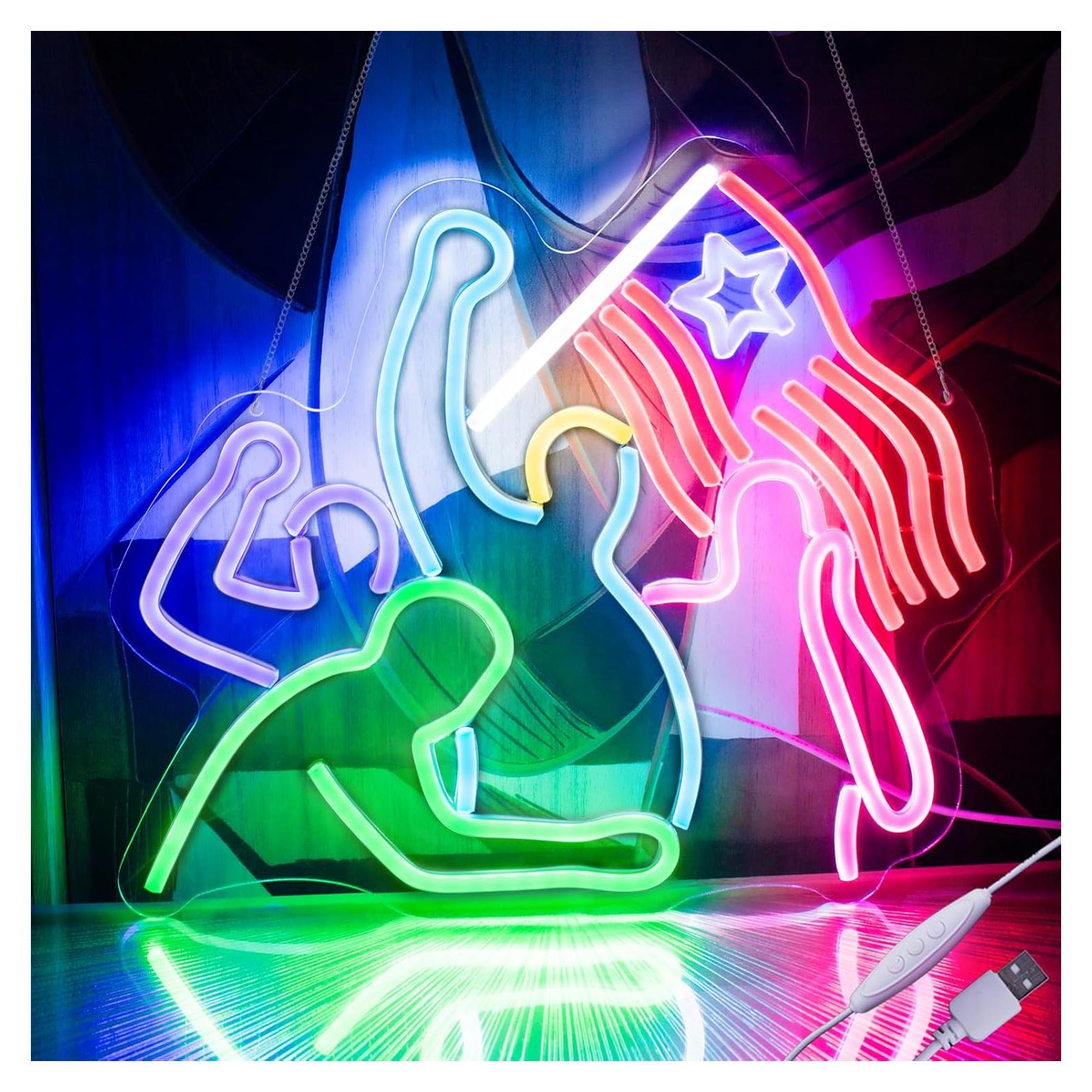 Luz LED Neon Donald Trum Lucha 36.83x32cm Decoración