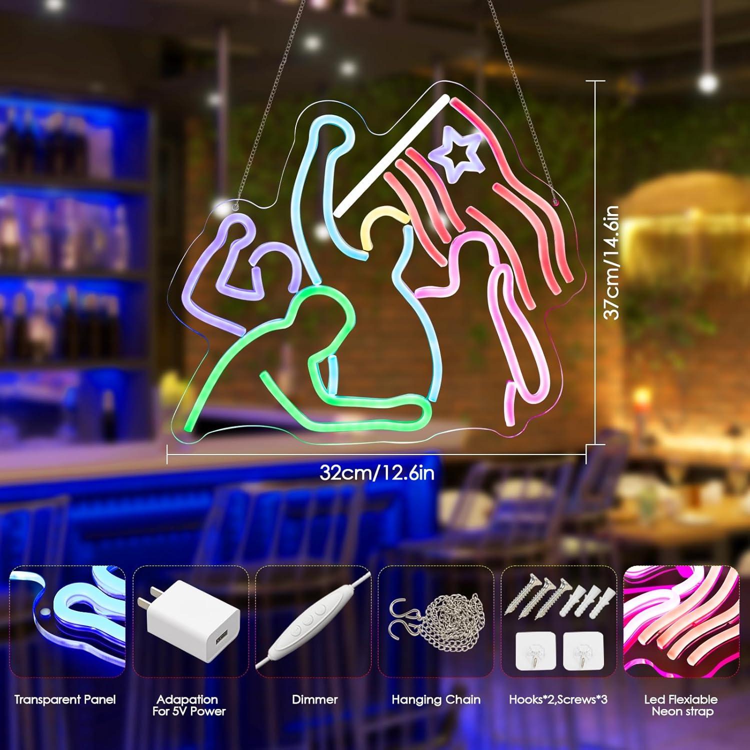 Luz LED Neon Donald Trum Lucha 36.83x32cm Decoración