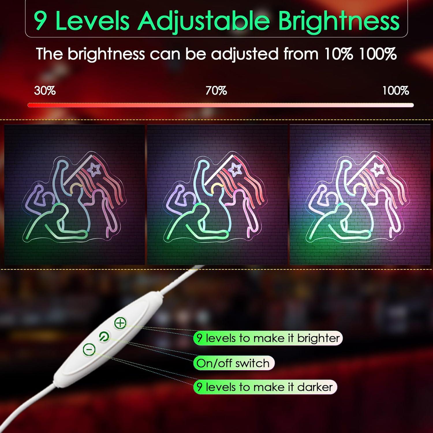 Luz LED Neon Donald Trum Lucha 36.83x32cm Decoración