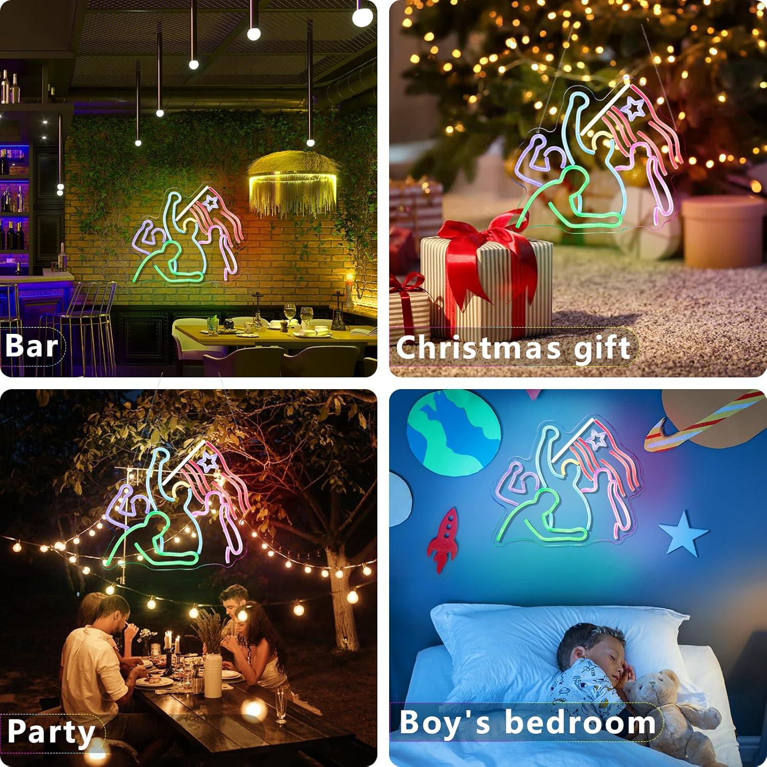 Luz LED Neon Donald Trum Lucha 36.83x32cm Decoración