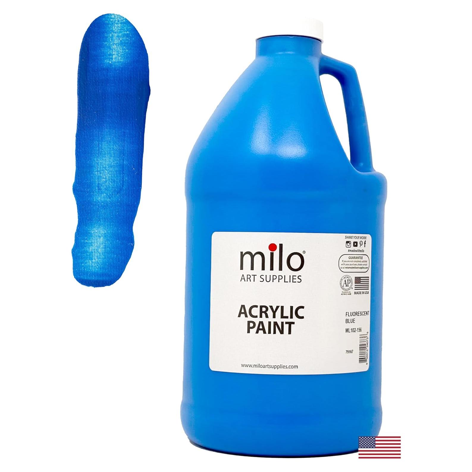 Pintura Acrílica Neón Azul Fluorescente Milo 1.89 L