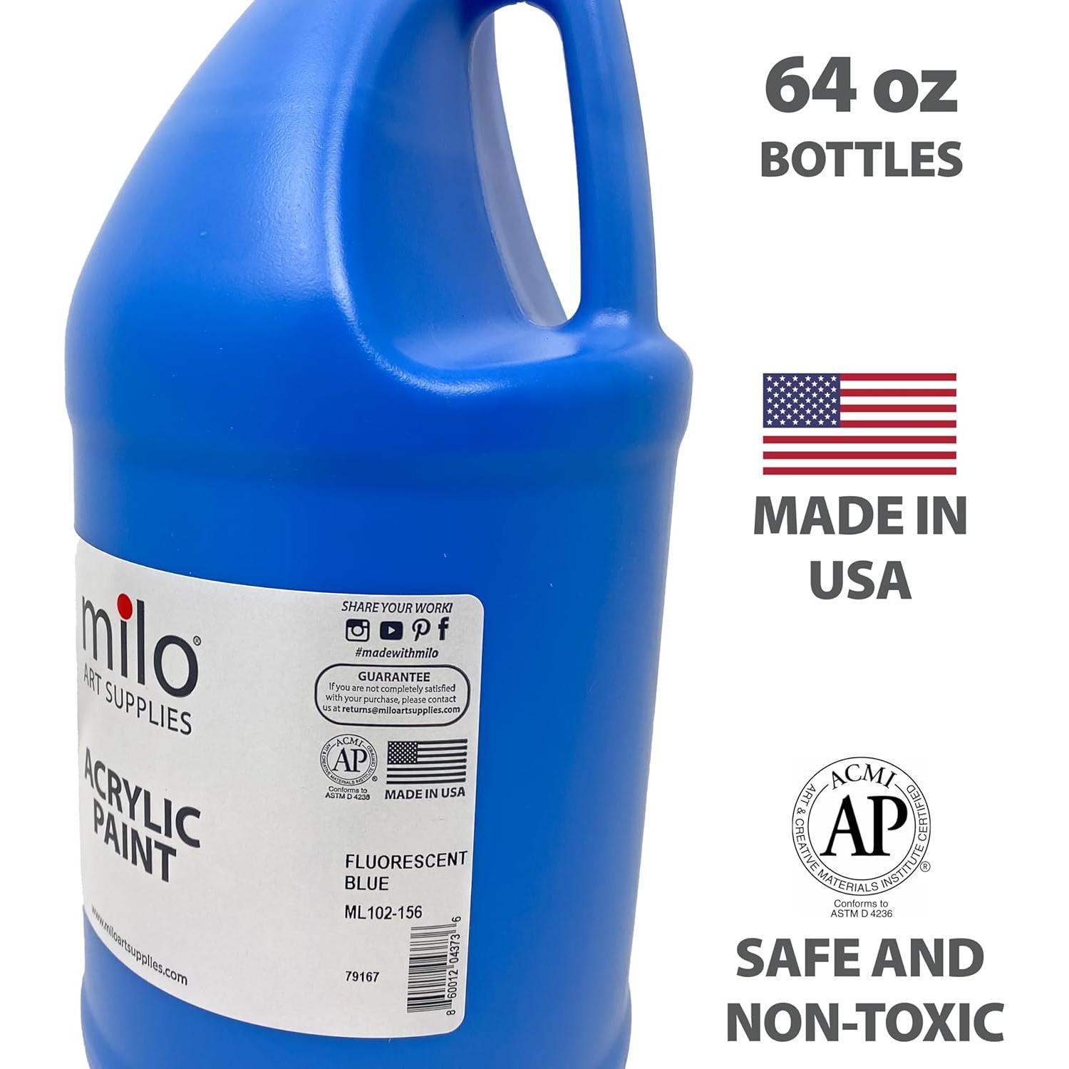 Pintura Acrílica Neón Azul Fluorescente Milo 1.89 L
