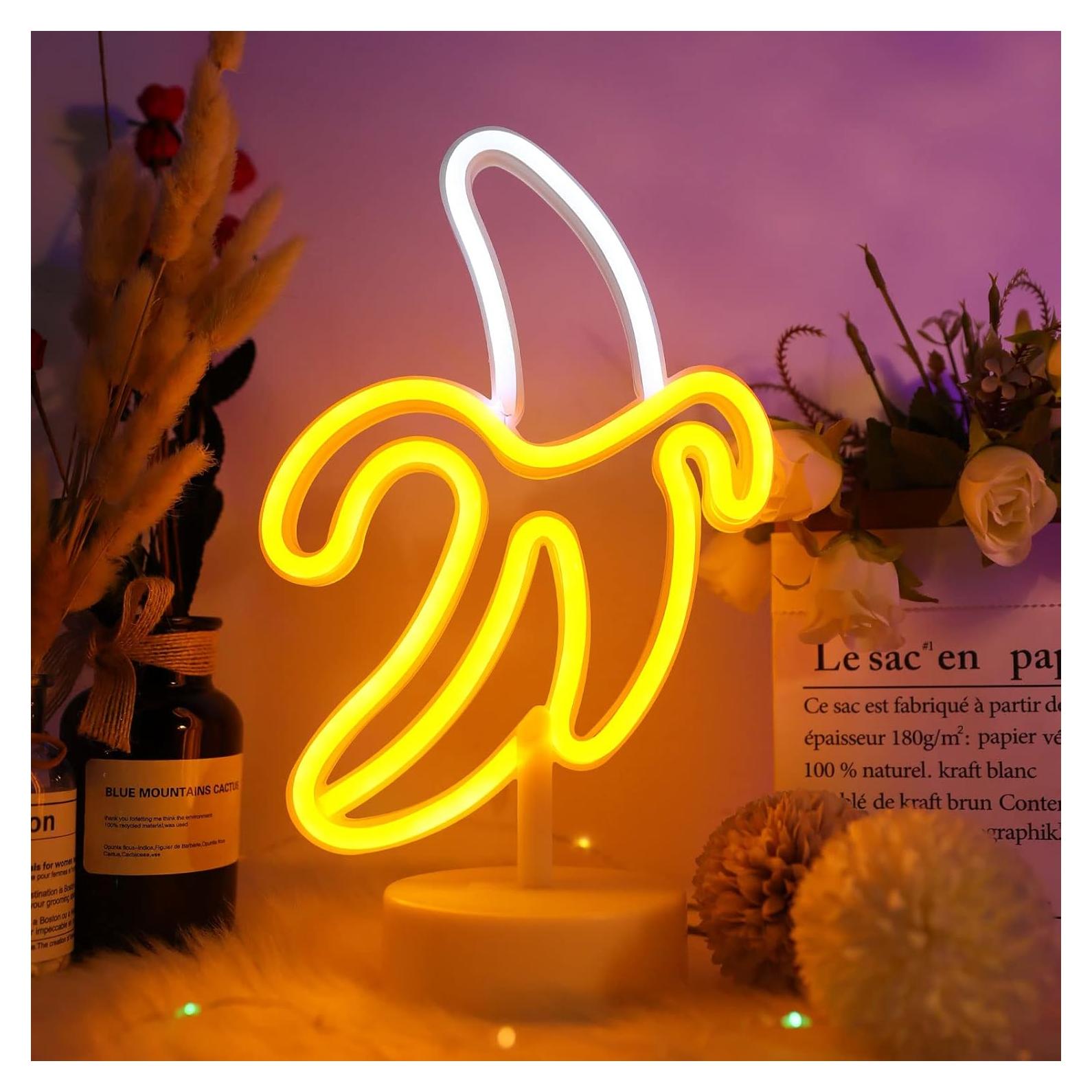 Lámpara LED de Neón Banana WIOSOUL 29x20 cm USB/Batería