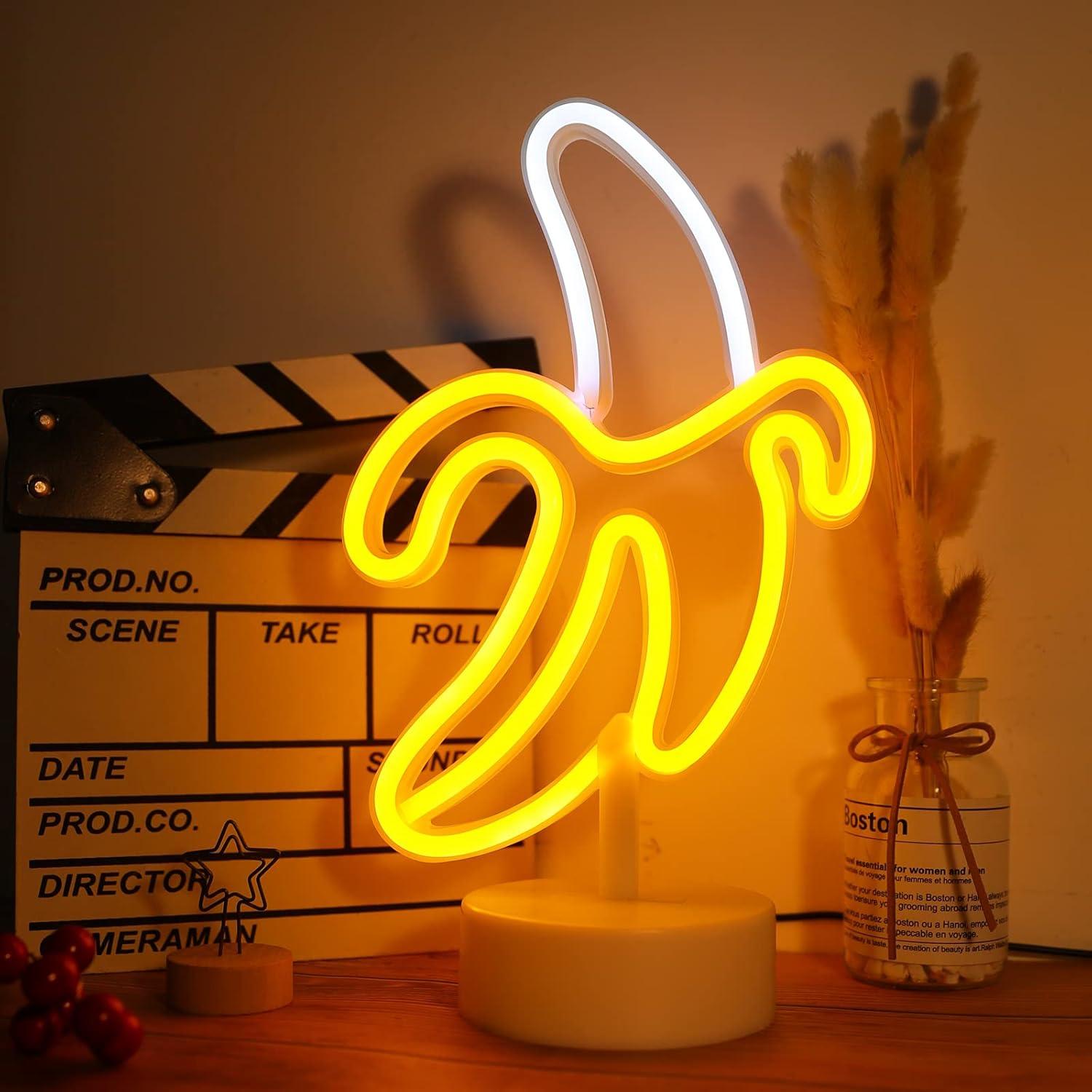Lámpara LED de Neón Banana WIOSOUL 29x20 cm USB/Batería