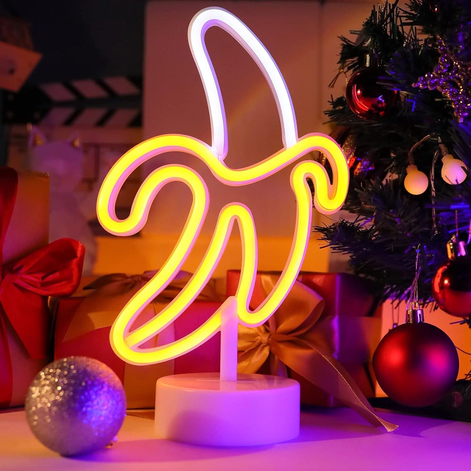 Lámpara LED de Neón Banana WIOSOUL 29x20 cm USB/Batería