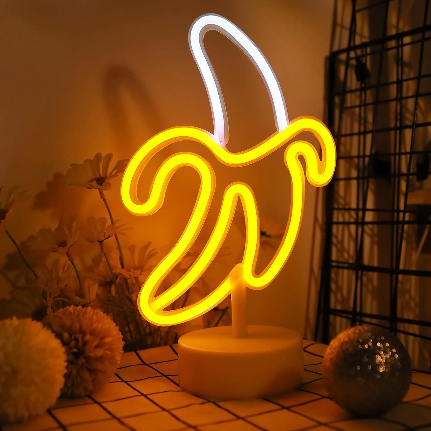 Lámpara LED de Neón Banana WIOSOUL 29x20 cm USB/Batería