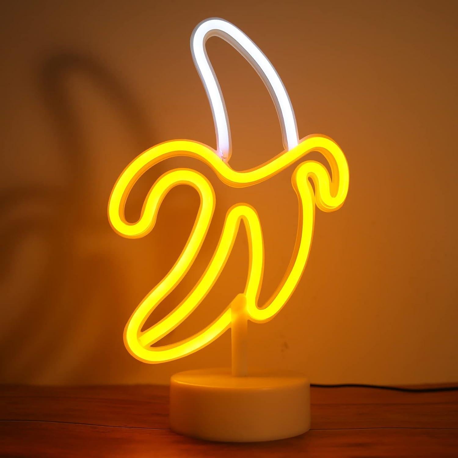 Lámpara LED de Neón Banana WIOSOUL 29x20 cm USB/Batería