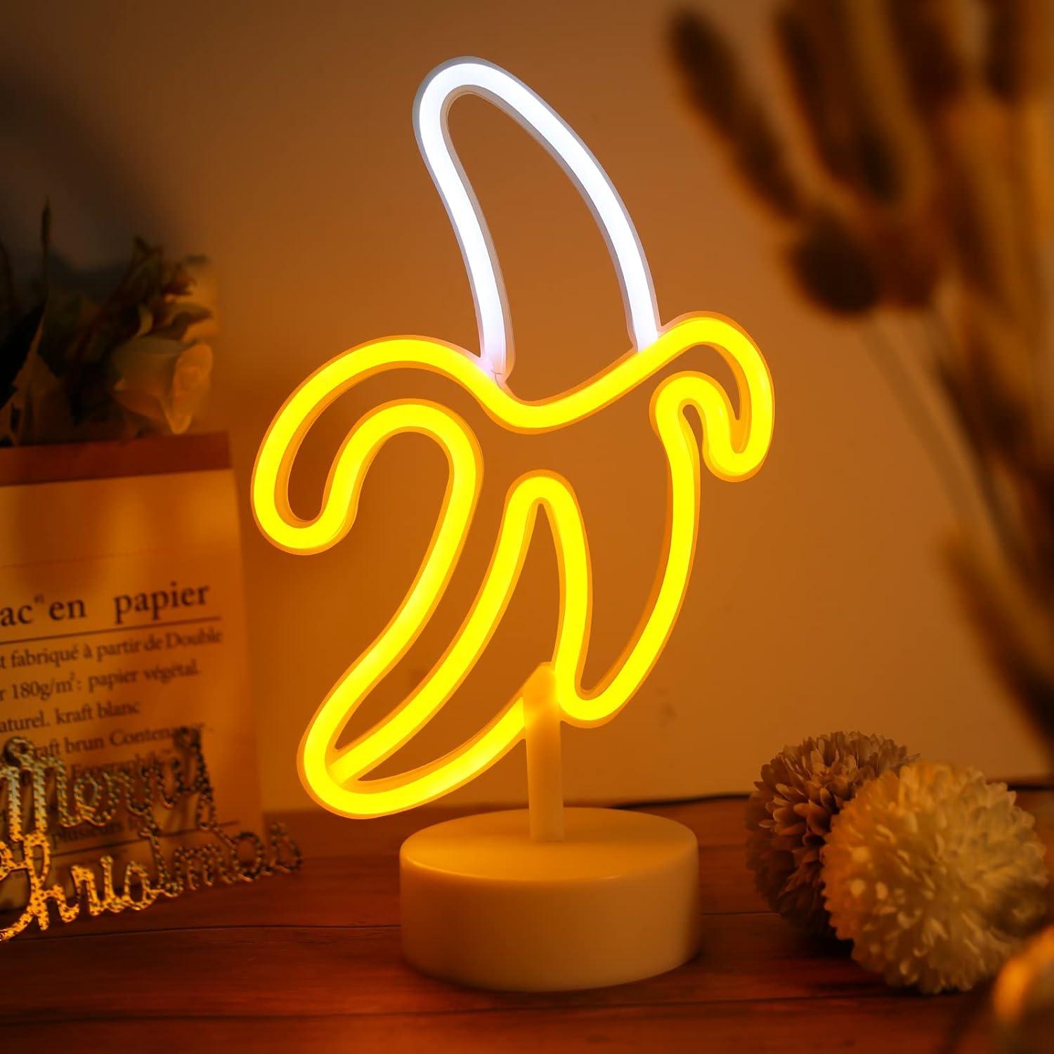 Lámpara LED de Neón Banana WIOSOUL 29x20 cm USB/Batería